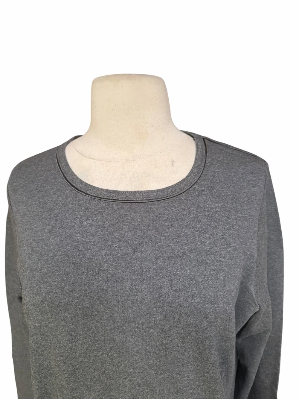 NWT Lands' End 100% Cotton Charcoal Heather‎ Knit Sleep Crew Top